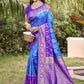 Anaita Blue Silk Saree With Blouse Piece