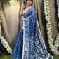 Exclusive Collection Beautiful Peacock Blue Jaal Jamdani Saree - Swadesiicart