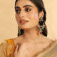 Nuyug 22K Gold Plated Crescent Kundan Drop Red Stone Chandbali Earrings | Swadesiicart