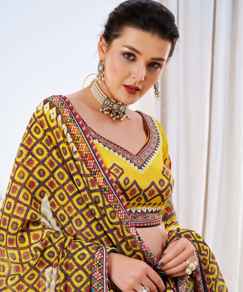 Wedding Designer Yellow Chinon Lehengha Choli - Anbazaar | Swadesiicart