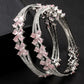 NVR Women's Set of 2 Silver-Plated American Diamond Handcrafted Bangles - Swadesiicart