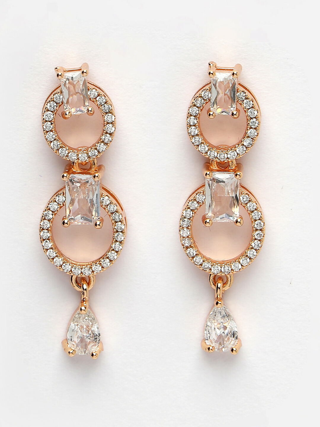 NVR Women's Gold-Polished American Diamond Studded Handcrafted Jewellery Set - Swadesiicart