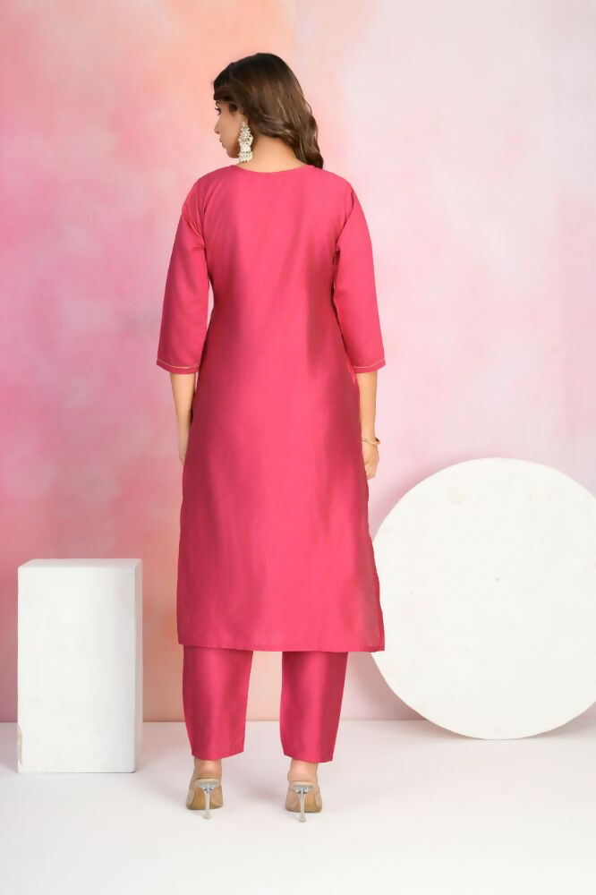 Ethnic Festive Wear Chanderi Red Stitched Suit With Dupatta - Tanisha | Swadesiicart