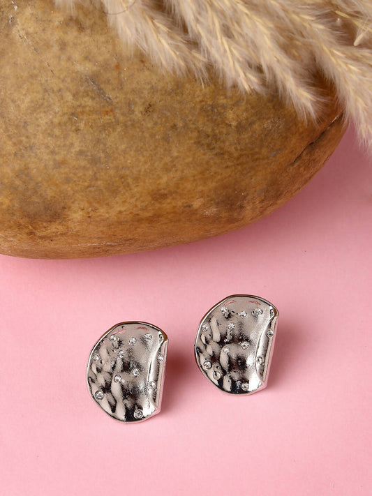 NVR Women Silver-Plated Contemporary Studs Earrings - Swadesiicart