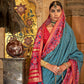 Midnight Blue Banarasi Weaving, Ultra Aqua Finish, Zari Work Banarasi Silk Saree - Rath Kunti - Swadesiicart