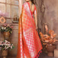 Anaita Orange kochi Silk With Beautiful Checks Weaving Saree With Blouse