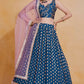 Teal Blue Zari Weaving Work Georgette Banarasi Lehenga Choli - Jihu Culture | Swadesiicart