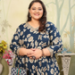 Jyoti Fashion Women's Navy Blue Rayon Floral Print with Sequins Designer Anarkali Set | Swadesiicart
