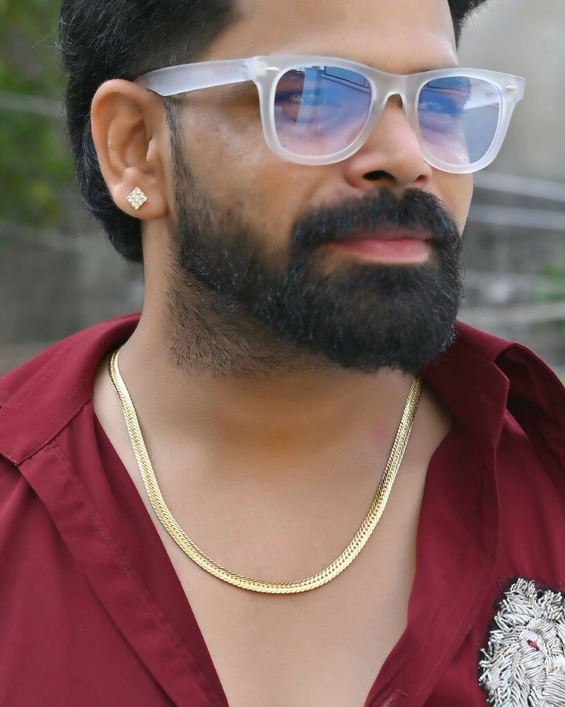 VOJ Gold-Polished Thick Flat Snake Chain | Swadesiicart