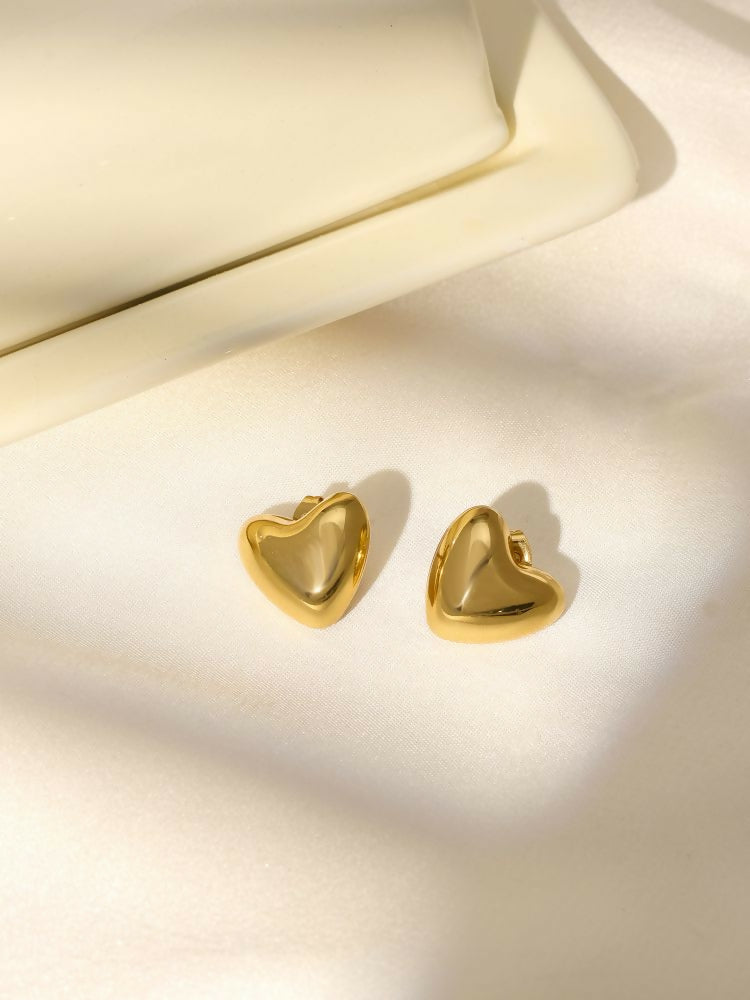 Golden Heart Studs - Ruby Raang | Swadesiicart