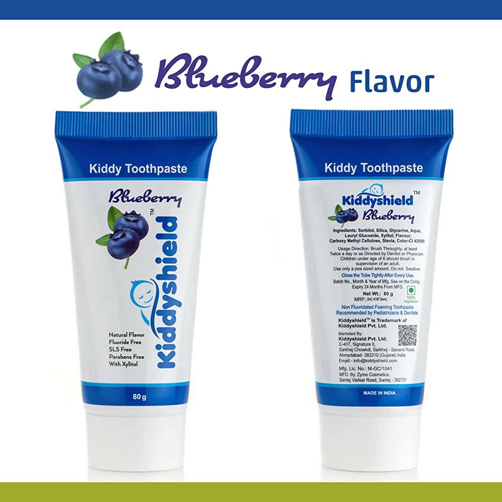 Kiddyshield Fluoride Free Formula Baby Toothpaste Blueberry For Kids 1+ Years - Swadesiicart