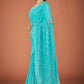 Vamsee Sky Blue Georgette Designer Saree - Swadesiicart
