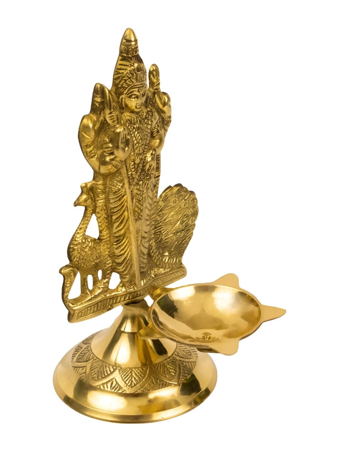 Spillbox Gold-Toned Brass Murugan Diya Pooja Essential | Swadesiicart
