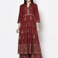 Aniyah Rayon Maroon Color Block Print Flared Slip-On Palazzo (AN-213K)