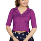 Aastha Fashion Women's Women's Purple Art Silk Button Readymade Blouse