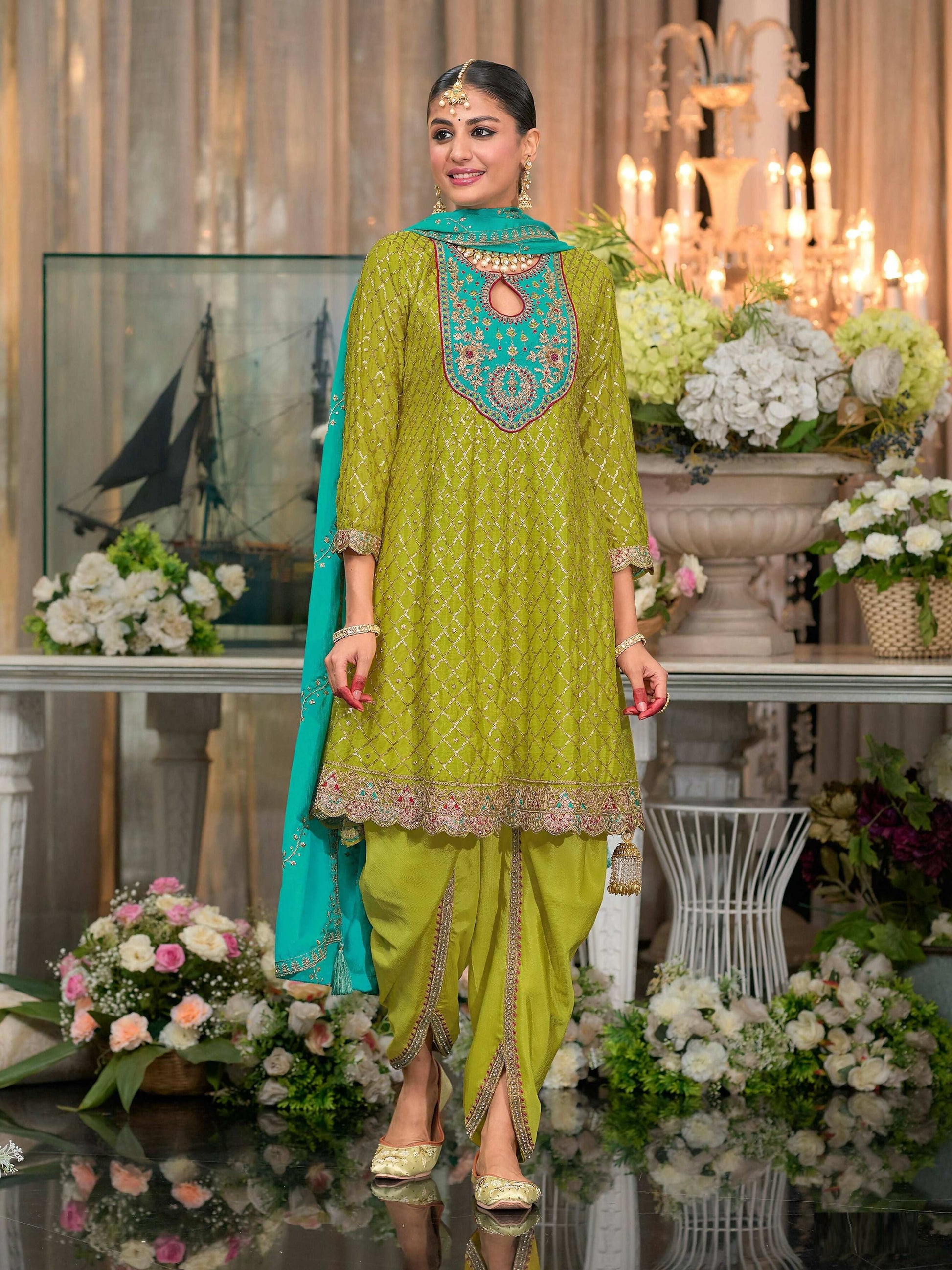 Anaita Green Embroidered Silk Stitched Dhoti Suit