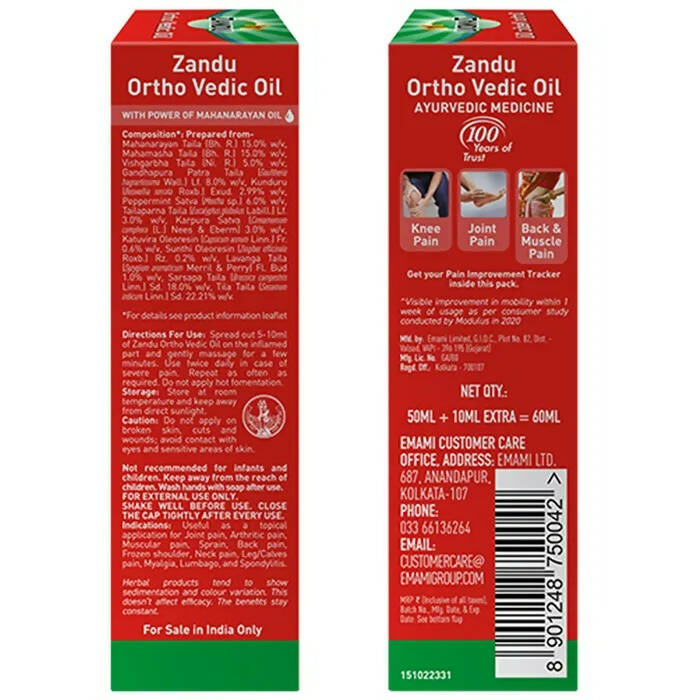 Zandu Ortho Vedic Knee & Joint Pain Oil - Swadesiicart