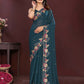 Ai Fashion Teal Soft Star Georgette Embroidery Party Wear Saree