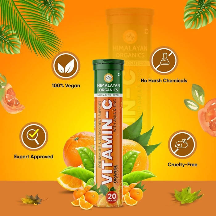 Himalayan Organics Vitamin-C Orange Flavour With Amla & Zinc Tablets | Swadesiicart
