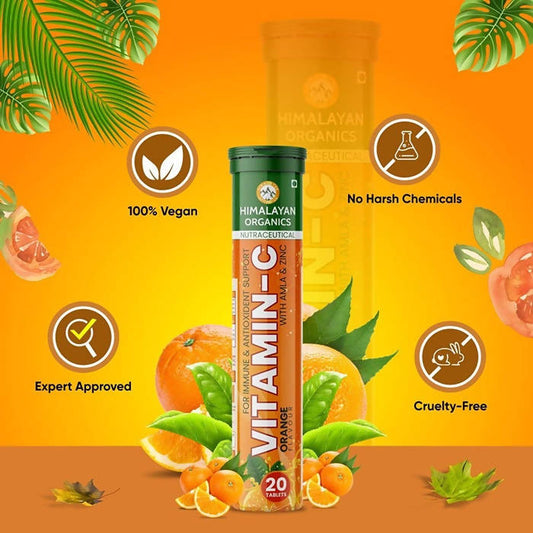 Himalayan Organics Vitamin-C Orange Flavour With Amla & Zinc Tablets | Swadesiicart
