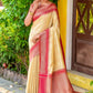 Vishnu Weaves Women's Beige South Silk Zari Woven Saree with Unstitched Blouse - Swadesiicart