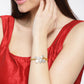 Priyaasi Women Gold-Polished American Diamond and Pearls Studded Bracelet in Floral Pattern - Swadesiicart