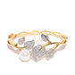 Priyaasi Women Gold-Polished American Diamond and Pearls Studded Bracelet in Floral Pattern - Swadesiicart