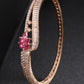 Priyaasi Women Rose Gold-Polished Ruby and American Diamond Studded Bracelet in Floral Pattern - Noz2Toz