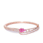 Priyaasi Women Rose Gold-Polished Ruby and American Diamond Studded Bracelet in Floral Pattern - Swadesiicart