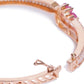 Priyaasi Women Rose Gold-Polished Ruby and American Diamond Studded Bracelet in Floral Pattern - Swadesiicart