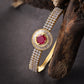 Priyaasi Women Gold-Polished American Diamond and Ruby Studded Bracelet in Pink Color - Noz2Toz