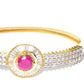 Priyaasi Women Gold-Polished American Diamond and Ruby Studded Bracelet in Pink Color - Swadesiicart