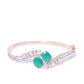 Priyaasi Women Rose Gold-Polished American Diamond and Emerald Studded Bracelet in Green Color - Swadesiicart