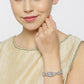 Priyaasi Women Silver-Plated and American Diamond Studded Bracelet in Floral Pattern - Swadesiicart