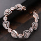 Priyaasi Women Rose Gold-Polished American Diamond Studded Link Bracelet in Heart Pattern - Noz2Toz