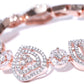 Priyaasi Women Rose Gold-Polished American Diamond Studded Link Bracelet in Heart Pattern - Swadesiicart