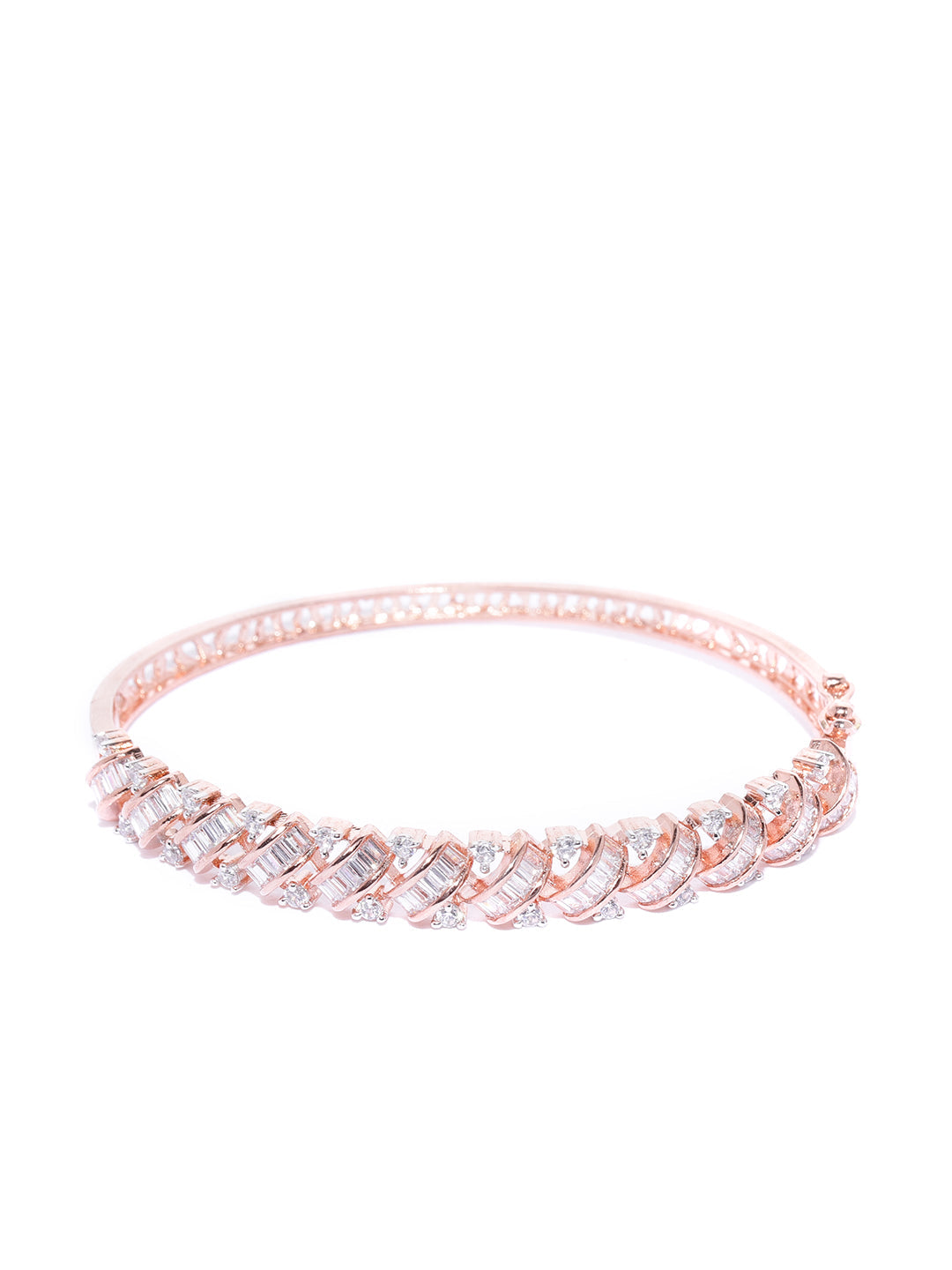 Priyaasi Women Rose Gold-Polished American Diamond Bracelet - Swadesiicart