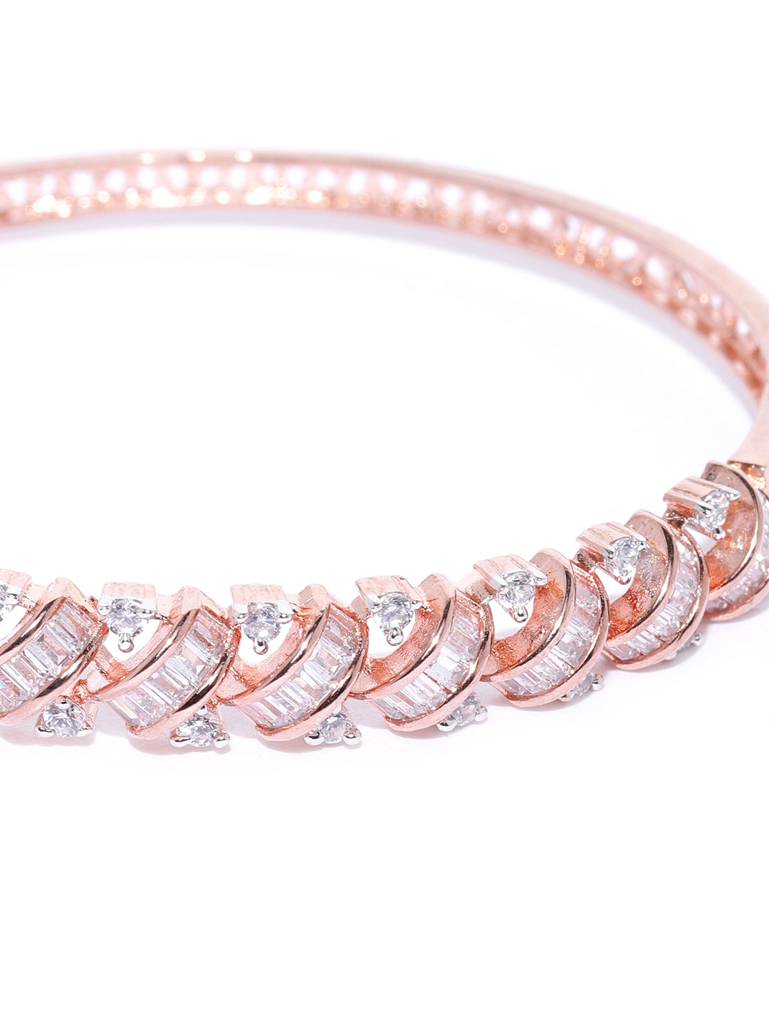 Priyaasi Women Rose Gold-Polished American Diamond Bracelet - Swadesiicart