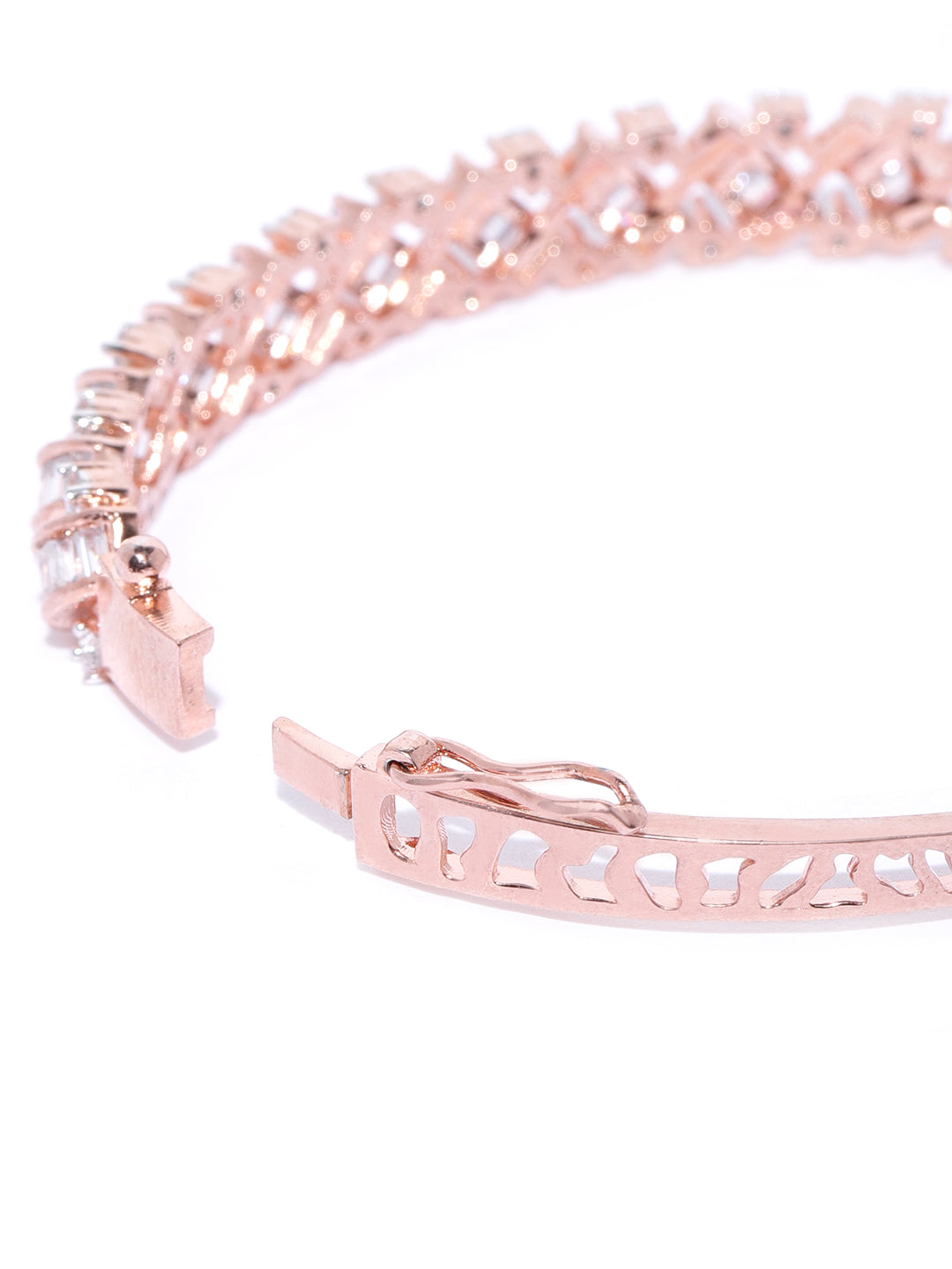 Priyaasi Women Rose Gold-Polished American Diamond Bracelet - Swadesiicart