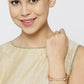 Priyaasi Women Rose Gold-Polished American Diamond Studded, Floral Patterned Bracelet in Square Shape - Swadesiicart