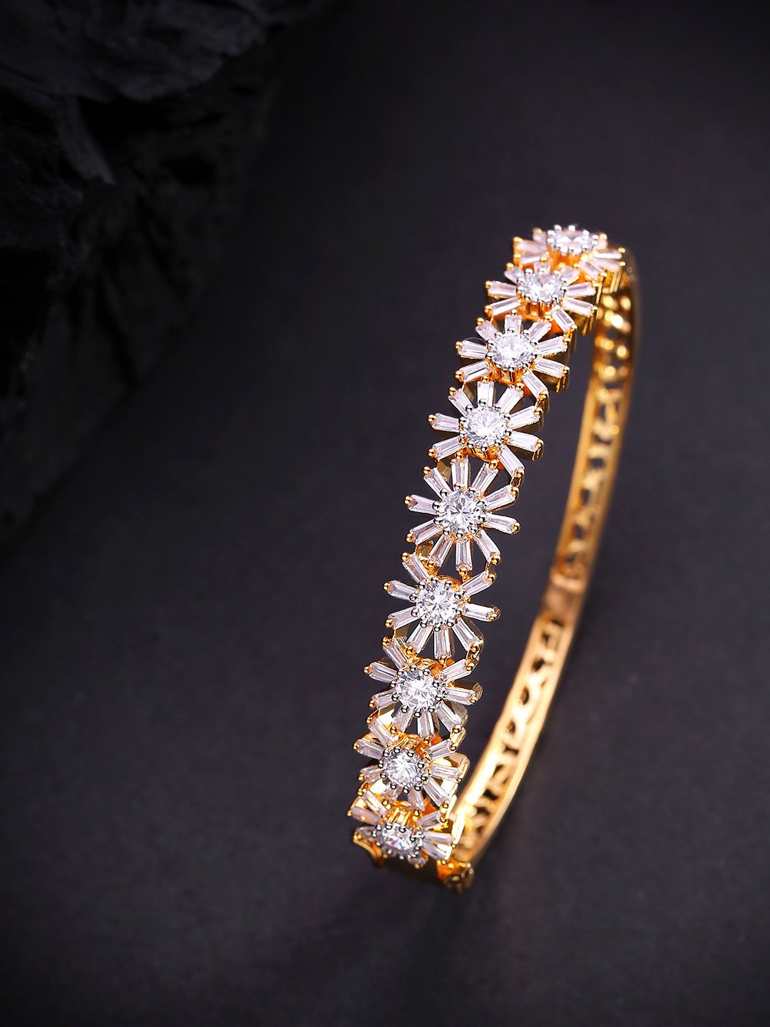 Priyaasi Women American Diamond And Ruby Stone Studded Beautiful Design Chain Bracelet - Noz2Toz