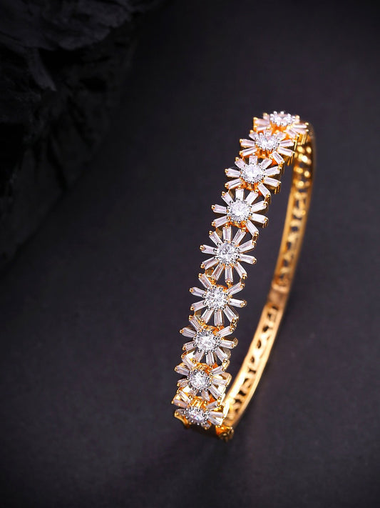 Priyaasi Women American Diamond And Ruby Stone Studded Beautiful Design Chain Bracelet - Noz2Toz
