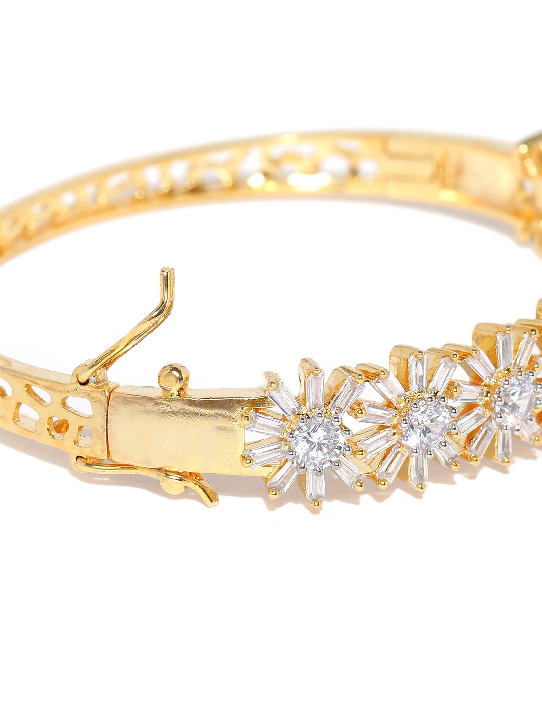 Priyaasi Women American Diamond And Ruby Stone Studded Beautiful Design Chain Bracelet - Swadesiicart