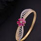Priyaasi Women Gold-Polished American Diamond and Ruby Studded Floral Patterned Bracelet in Pink Color - Noz2Toz
