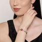 Priyaasi Women Gold-Polished American Diamond and Ruby Studded Floral Patterned Bracelet in Pink Color - Swadesiicart