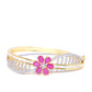 Priyaasi Women Gold-Polished American Diamond and Ruby Studded Floral Patterned Bracelet in Pink Color - Swadesiicart
