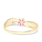 Priyaasi Women Gold-Polished American Diamond and Ruby Studded Floral Patterned Bracelet in Pink Color - Swadesiicart