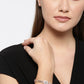 Priyaasi Women Gold-Polished American Diamond Studded Dual Toned Floral Cuff Bracelet - Swadesiicart