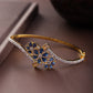 Priyaasi Women Gold-Polished American Diamond Studded, Floral Patterned Bracelet in Blue Color - Noz2Toz