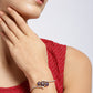 Priyaasi Women Gold-Polished American Diamond Studded, Floral Patterned Bracelet in Blue Color - Swadesiicart
